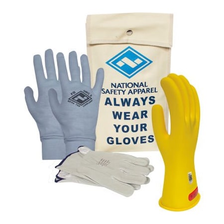 National Safety Apparel ArcGuard Class 0 ArcGuard Rubber Voltage Glove Premium Kit, Yellow, Size 8, KITGC0Y08AG KITGC0Y08AG